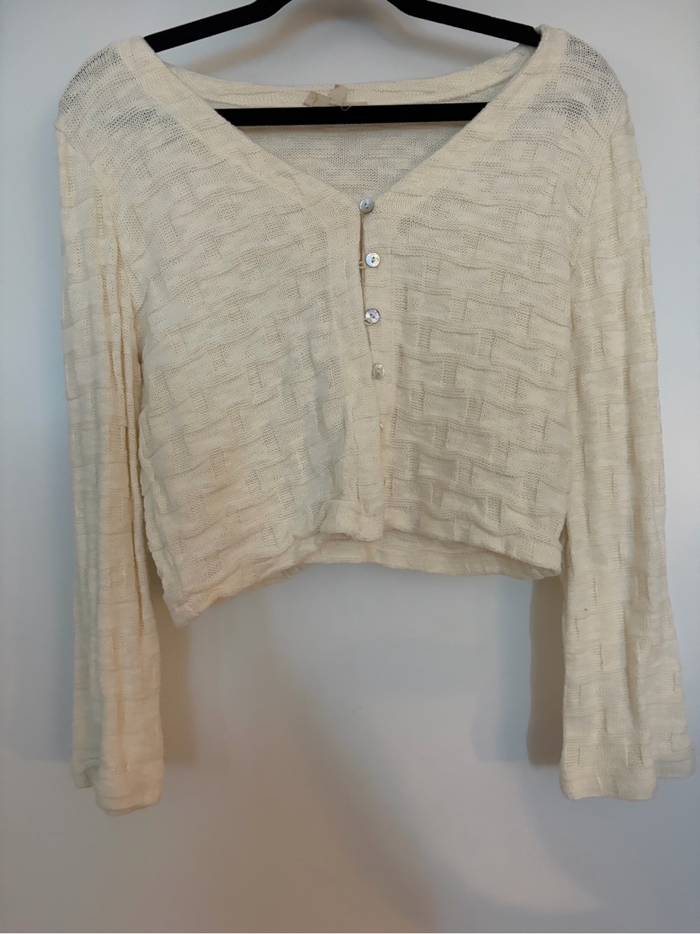 Madewell Light Cream V-Neck Button Cardigan